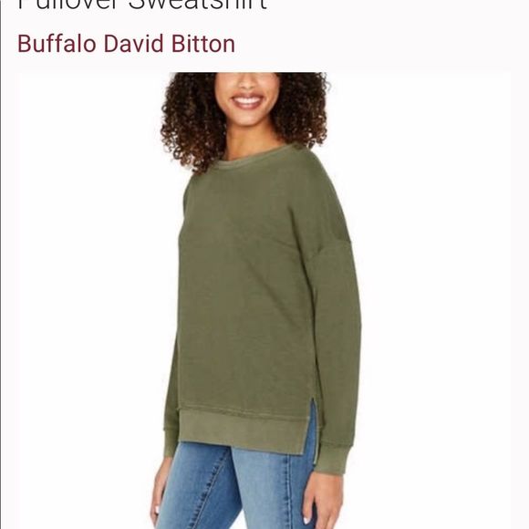 Buffalo David Bitton Tops - Buffalo David Bitton soft French terry crewneck sweatshirt SM Olive Wood green